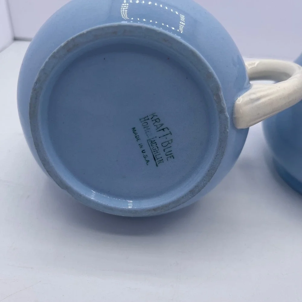 Vintage Kraft Blue Home & Garden Sugar Bowl‎ Creamer Set Floral Daisy Made USA
